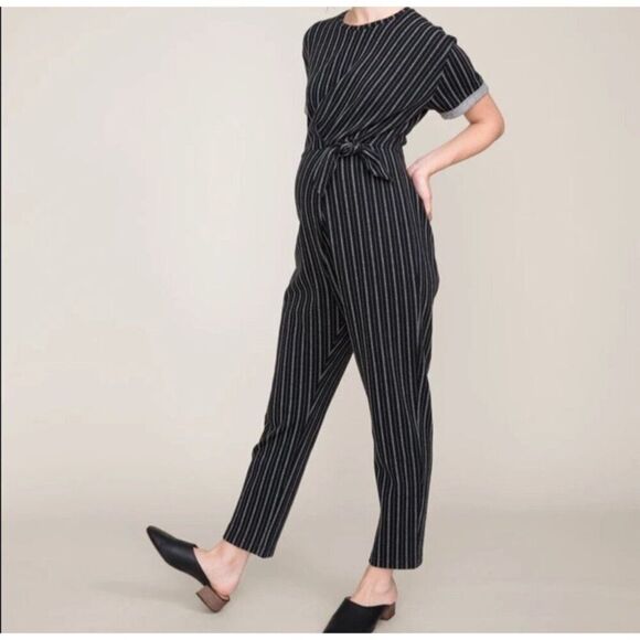 Hatch Maternity Lolo Wraparound Jumper in Voyage Stripe Black White Size 1 - Picture 1 of 9